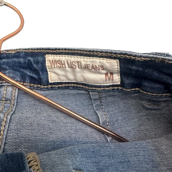 Wishlist Medium Wash High Waisted Flare Leg Jean Size Medium frayed hem - Picture 2 of 8